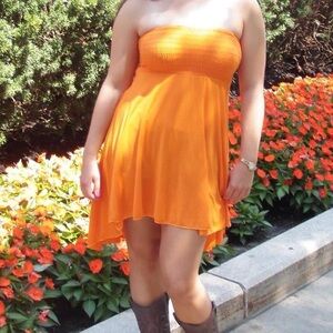 Kiwi Strapless Orange Sundress